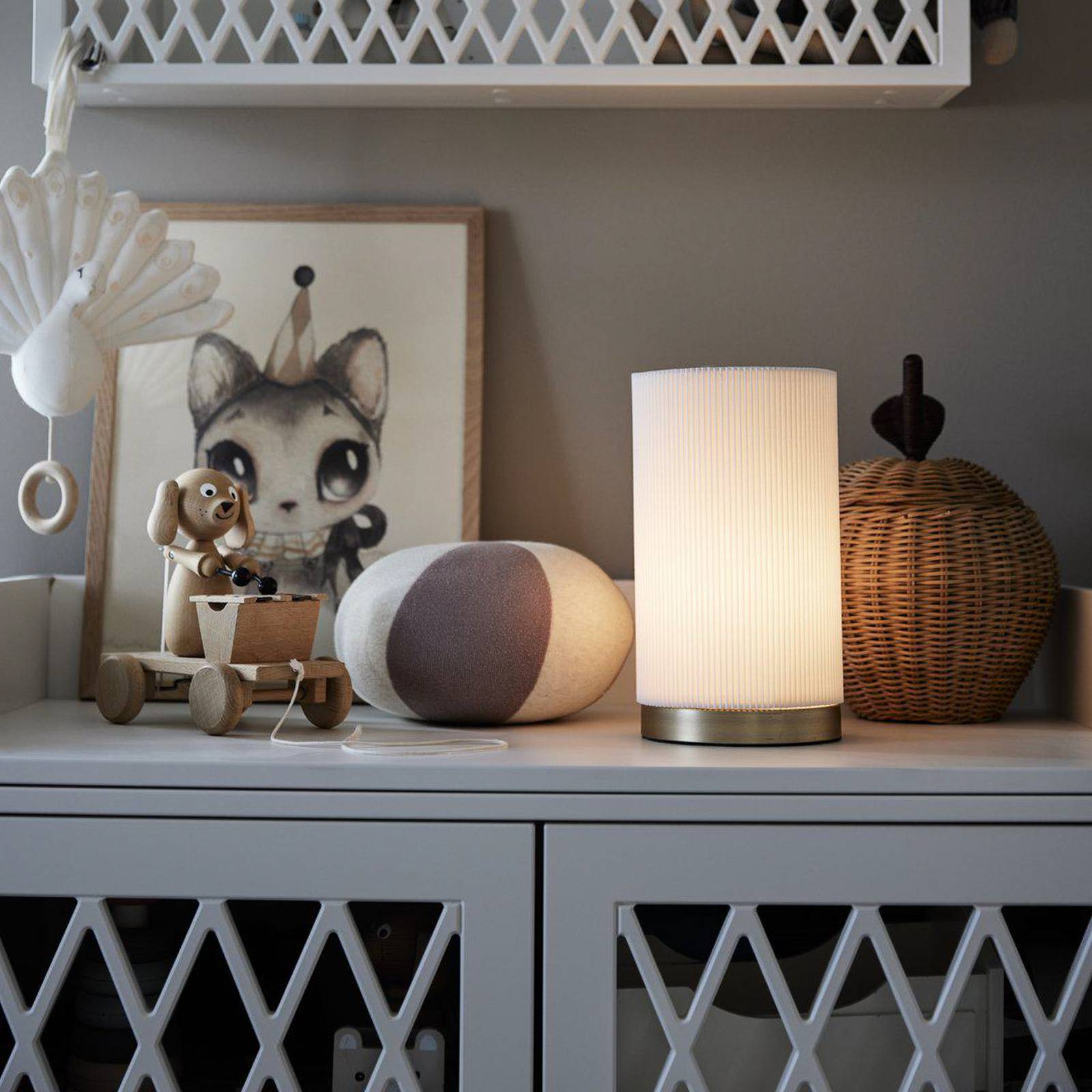 PR Home Bordslampa Dora, Vitt / opal, Sovrum, Textil / tyger / siden, Bordslampa