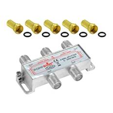 Poppstar TV-splitter, antennsplitter, F-splitter, fördelare till antenn 4-utgångar (analog/digital/BK/unicable/HD/4K) för TV, antenn, satellit, kabel, radio LNB