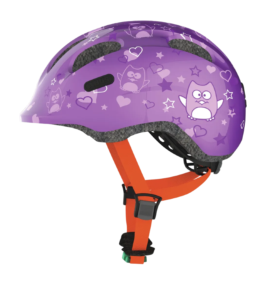 Cykelhjälm ABUS SMILEY 2.0 Purple Star - med grönt spänne-M (50-55 cm)