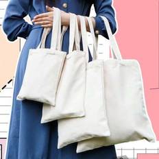 Enfärgad canvasväska, krämig vit canvas shoppingväska, återanvändbar tygväska, axelväska lämplig för gör-det-själv, reklam, marknadsföring, present, a - Aprikos (L,M,S)