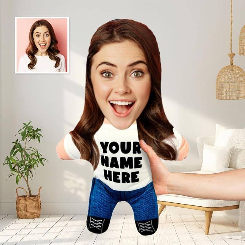 Custom Face Photo Pillow - Funny 3d Printing Portrait Throw Pillow Personalized Picture Memorial Pillows Christmas Birthday Gifts For Family Friend Couples (i Heart)