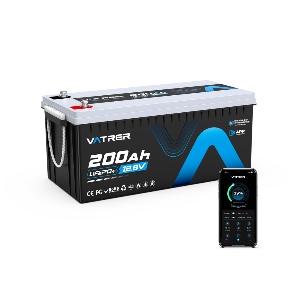 Vatrer 12V 200Ah Plus Lithium Battery with Bluetooth 200A BMS EU - 2 PACK