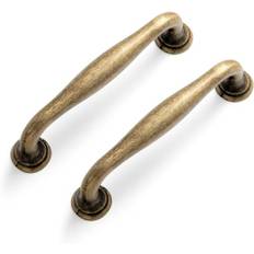 SYZOW Antik mässingsskåp, 6-pack vintage låda drar byrå drar köksskåpshandtag kökshandtag för skåp 96 mm hålcenter (brons, hålcentrum 96 mm)