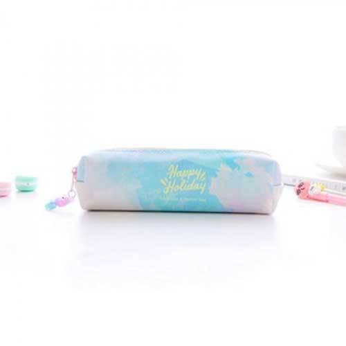 Unicorn roll up pennfodral för tjejer canvas school pennväska penna väska bärbar penna låda skolmaterial material escolar - Astyle-gul brev