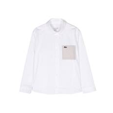 Lacoste Kids - skjorta med logotypapplikation - barn - bomull/spandex/elastan - 12 år - Vit