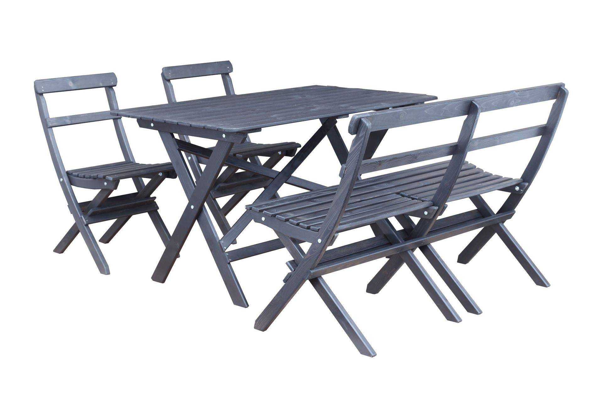 Larios Matgrupp Utomhus 76 cm + 2 Matstolar Bänk - Svart utomhus