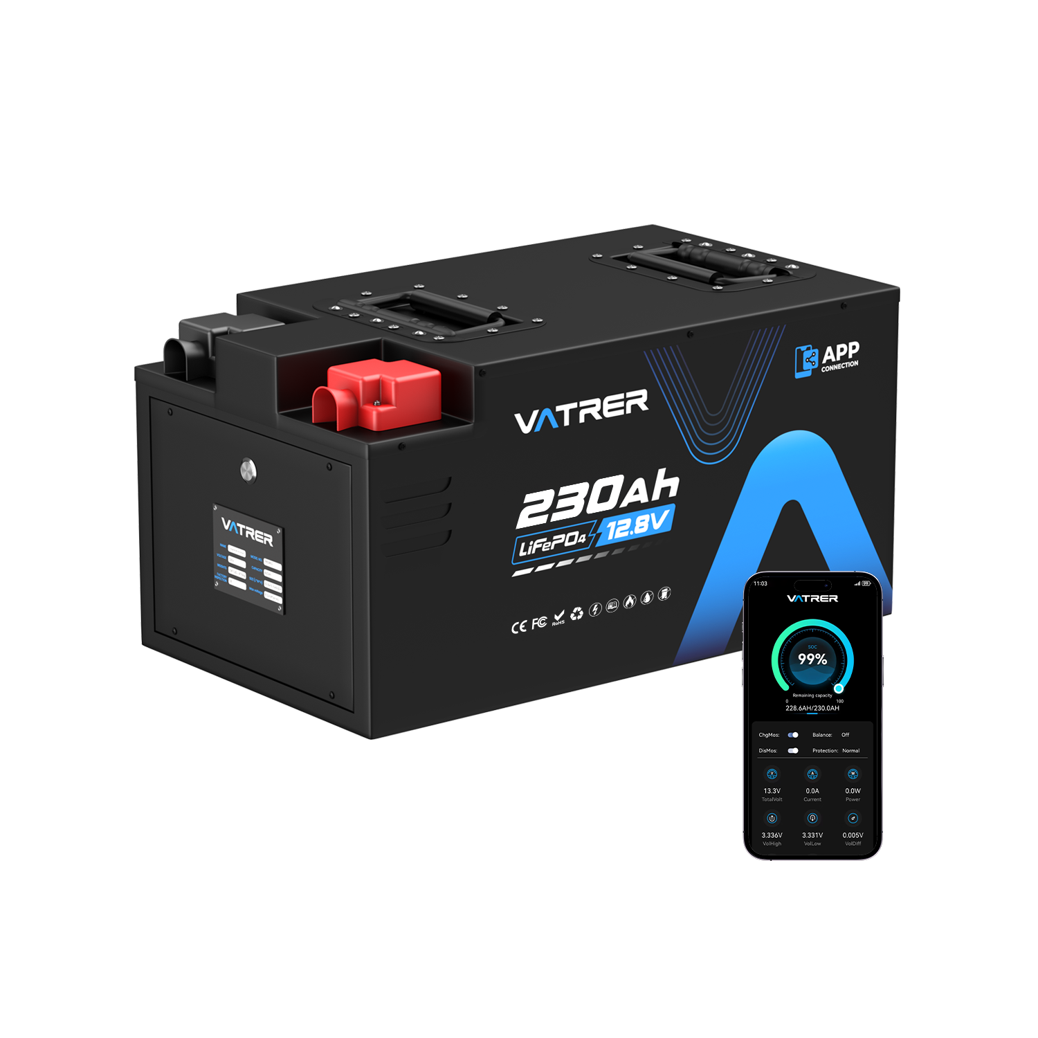 Vatrer 12V 230AH 200A BMS Low Temp Cutoff LiFePO4 RV Battery Bluetooth Version - Upgrade / 2 PACK($428.99/Each)