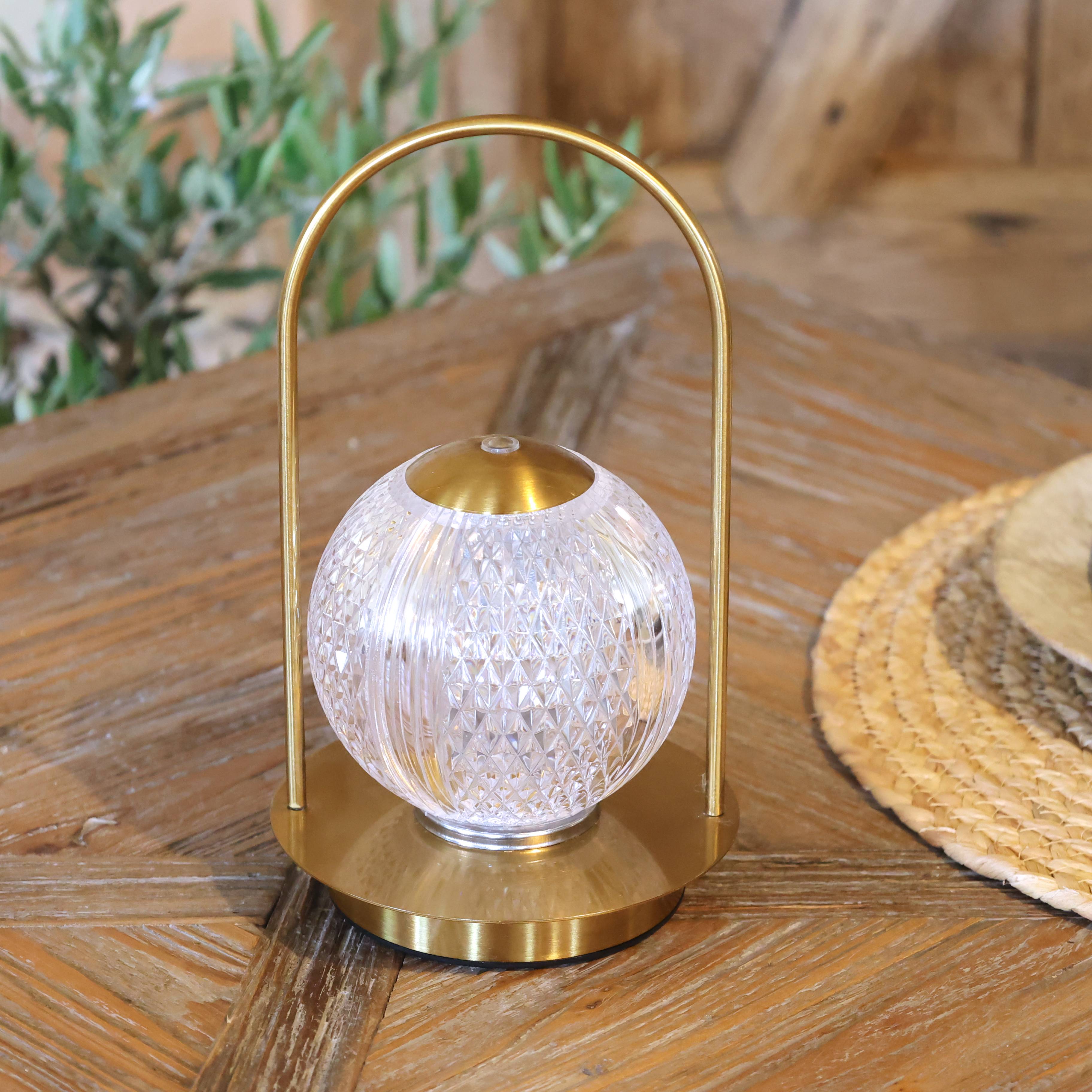 Chic Antique, Bordlampe, H23/Ø13 cm, opladelig LED, antique messing