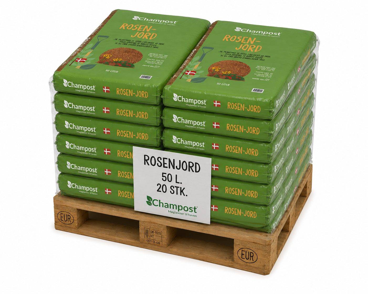 Champost Rosenjord 20 stk. 50 l sække.