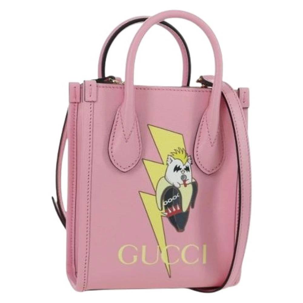 Gucci Vintage Pre-owned Vintage Mini Tote Bag - Vintage - Dame - Lyserød - ONE SIZE - Uld