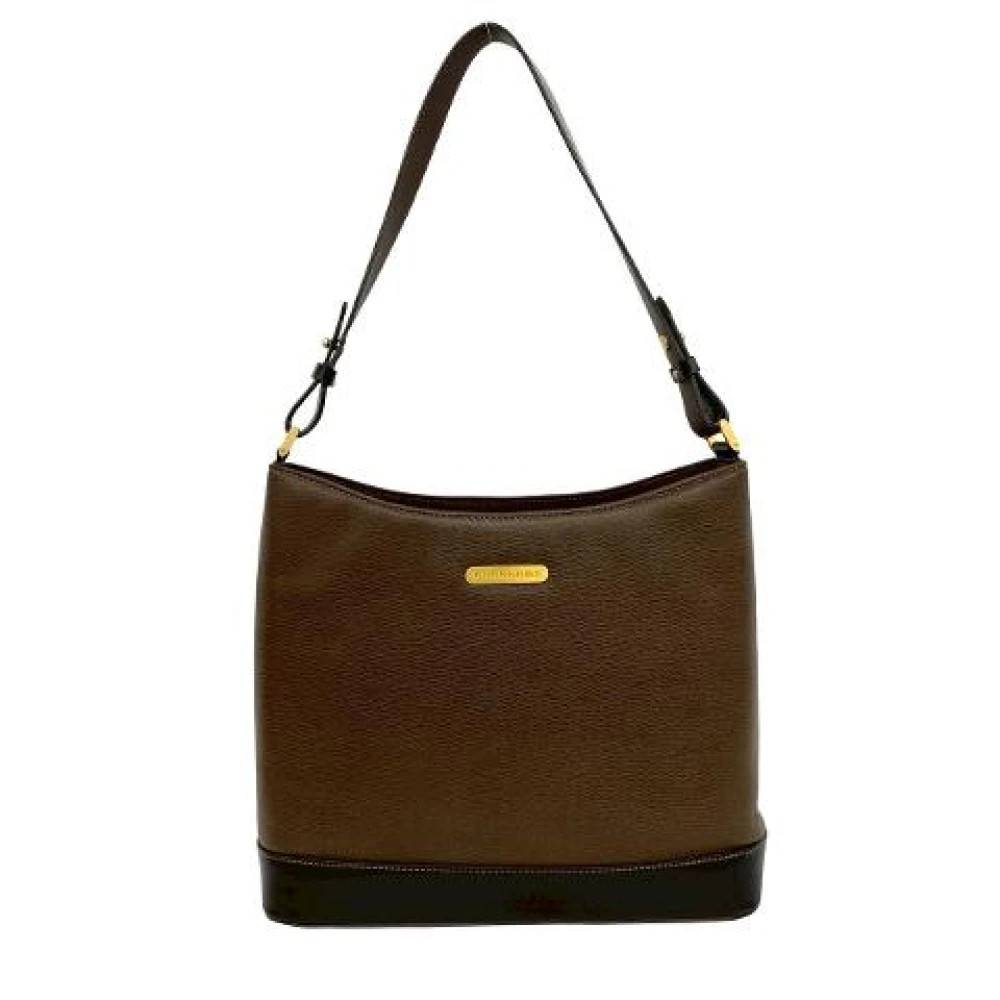 Burberry Vintage Pre-owned Læder Skuldertaske - Vintage - Dame - Brun - ONE SIZE - Uld