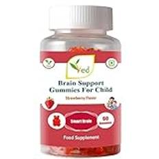 Ved Brain Support Gummies för barn ; BSA Chews Jordgubbssmak, rå ofiltrerad Omega 3-6-9 & DHA gummin, Vegetariskt Vegansk hälsotillskott för barn - 60 tuggar 20 dagars tillförsel