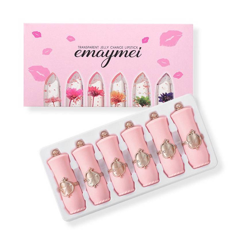 TEMU 6pcs/set Long-lasting Flower Transparent Lipstick - Moisturizing Lipstick With Temperature-sensitive Color Change - Care