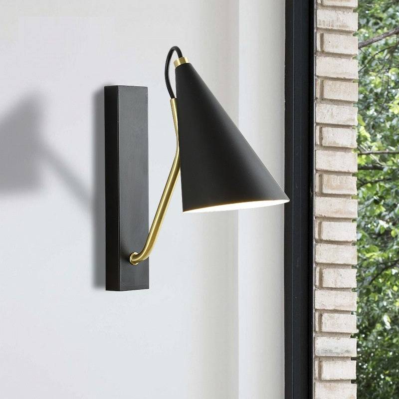 Bedside Bedroom Nordic Minimalist LED Wall Lamp - Black / Warm light