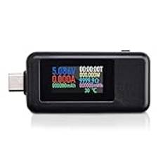 Voktta Typ C USB-testare, USB C spänningstestare multimeter 0-5 A 4-30 strömmätare, USB-C-laddare tester, färgdisplay typ C voltmeter amperemeter