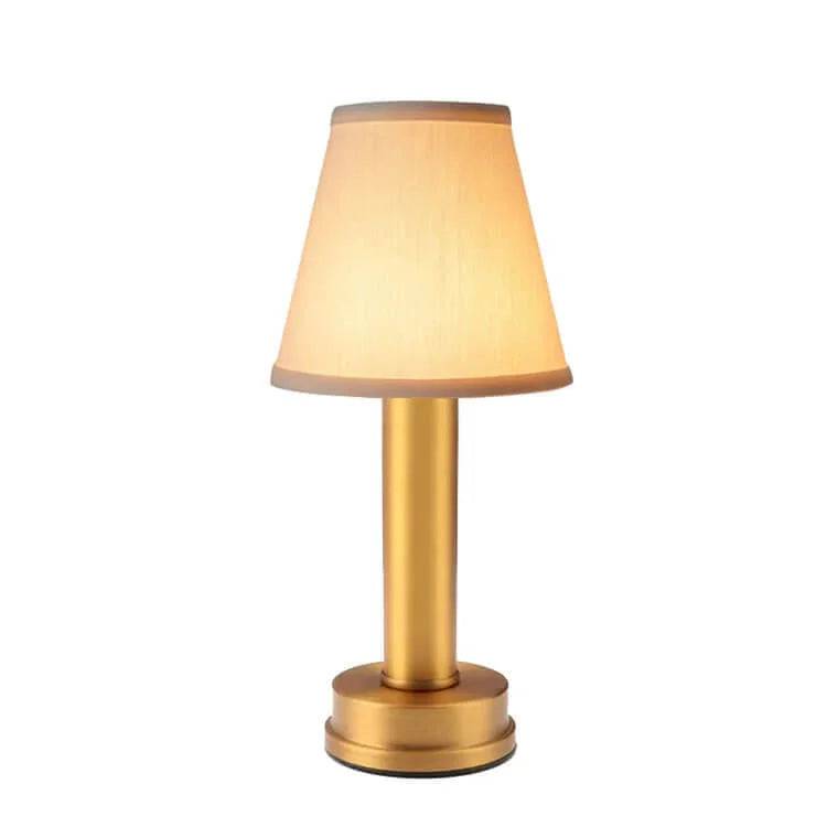 LuxeSilk Trådlampa - Elegant Trådlös Bordslampa för Stämningsfulla Rum - Mat Guld / Bomull