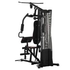 Powerstation, multifunktionel fitnessstation med lat pull-down og butterflystang, vægtbænk, brystpresser, curler, fitnessapparat