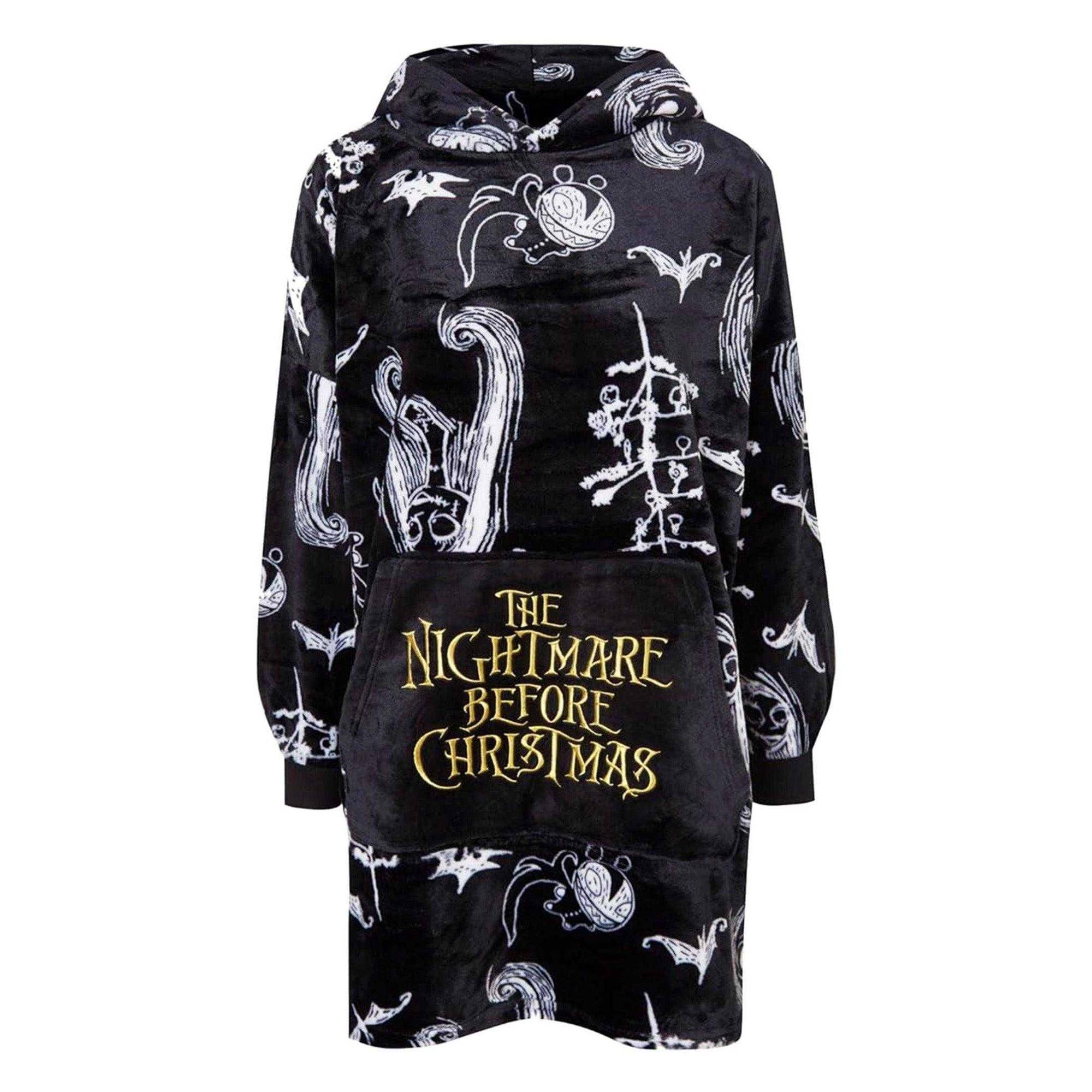 Nightmare Before Christmas Dam/Damer Mjuk Sherpafodrad Oversized Filt-Hoodie S vit/svart
