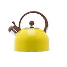 Travel Kettle 2.5L Whistling Kettle Stainless Steel Tea Kettle Whistle Tea Kettle Water Bottle Tea Pot Kitchenware for Gas Induction Cooker (Yellow 2.5L)