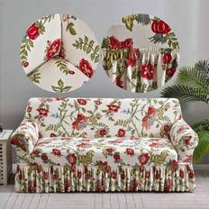 1pc Floral Printed Anti-Slip Stretch Milk Silk Fabric Sofa Cover, Suitable For Single/Double/Three-Seater/Four-Seater Sofa, All Seasons - Multicolor - Single Seat,2 Seater,3 Seater,4 Seater
