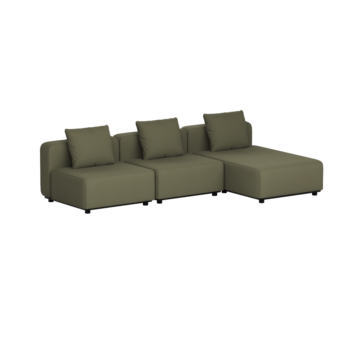 SACKit Cobana Lounge Sofa - 3 Seater Chaise - Kirra Olive