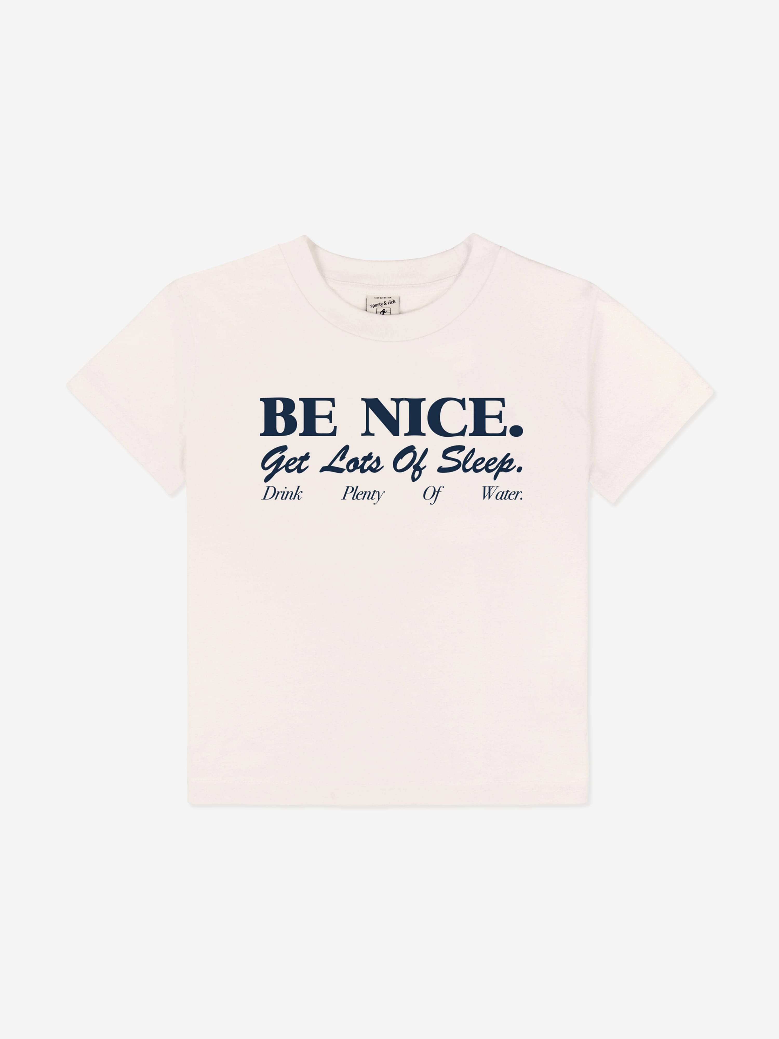 Sporty & Rich Kids Be Nice T-Shirt in Ivory - Ivory / 4 - 6 Yrs (4 - 6 Yrs)