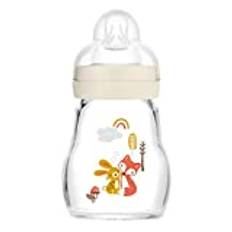 MAM Feel Good Glass Bottle Pack of 1 (1 x 170 ml), MAM Bottle with Medium Flow MAM Teats Size 2, Newborn Essentials, MAM Baby Bottles for 2+ Months, White