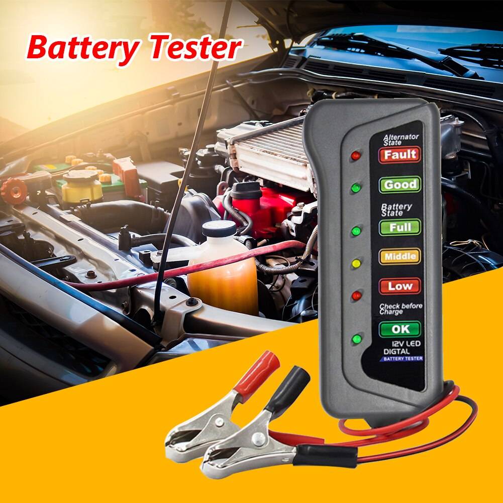 12v auto digital batteritestare generator 6 led-ljus för auto diagnosverktyg bildäck tryckvakt sensor