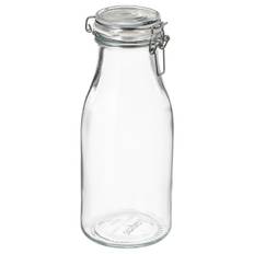 IKEA - KORKEN flaskeformet glas med låg, klart glas, 1 l