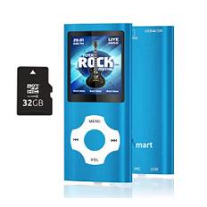 MP3 Player mit 32GB MicroSD Speicherkarte, Tabmart MP4 Musik Player Unterstützung Audio Player Media Player FM Radio E-Books Lange Akkulaufzeit 1,81 Zoll Farbdisplay Musik Player Blau