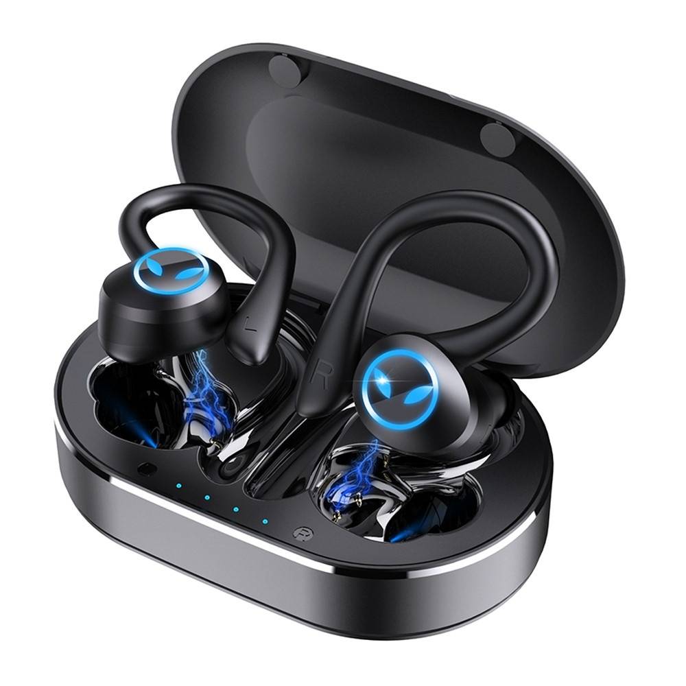 TWS Trådløse Sports In-Ear Bluetooth V5.4 Earbuds med Ørekrog - Sort