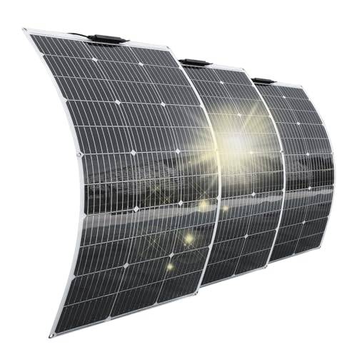 Aysolar 300W 12V Flexibel Solpanel 3st 100W Monokristallin Solmodul för Batterier, Husbil,Campingvagnar, Båtar, Husvagnar, Tak, Skåpbilar och andra Oregelbundna ytor