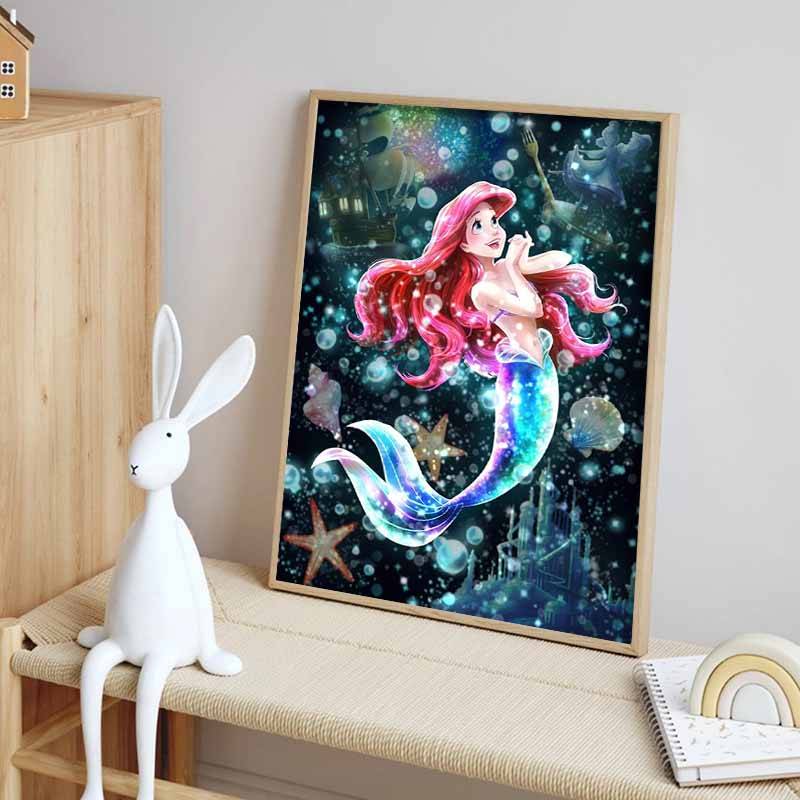 Disney diamantmålning av Ariel från Den lilla sjöjungfrun DIY-present lämplig för vardagsrum, sovrum, kontor och heminredning