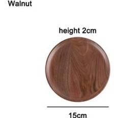 Mattallrikar av akacia och valnöt, runda tallrikar av massivt trä, stapelbara mattallrikar, naturliga serviser för rätter mellanmål - Valnötsomgång -15cm