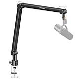 Mikrofonarm,Aokeo AK-48 Skrivbordsjusterbar kompakt mikrofonupphängning Boom Scissor Arm Stand för Shure SM7B Blue Yeti,Snowball iCE,SoloCast,Elgato Wave,Etc