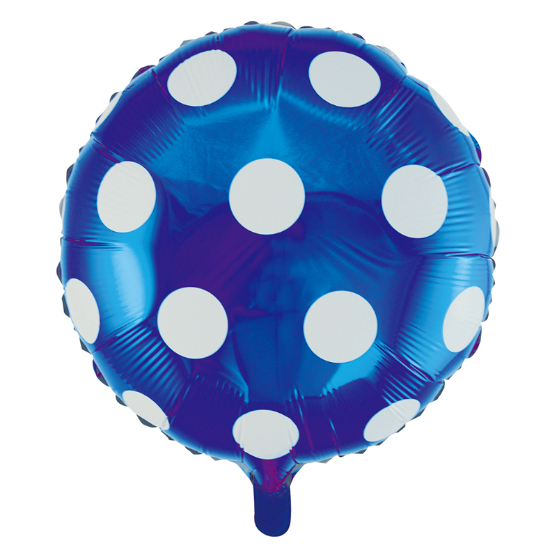 Folieballon til Barnedåb og Børnefødselsdag, Blå med Polka Prikker