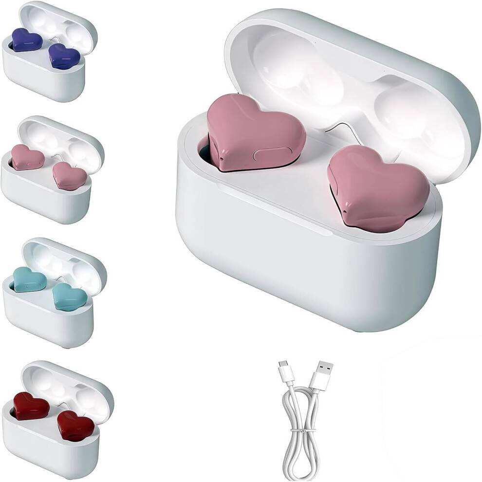 Hjerteformede trådløse gaming-ørepropper, støjreducerende, LED-berøringskontrol, Bluetooth 5.3, stereolyd – kompatibel med Valentinsdag