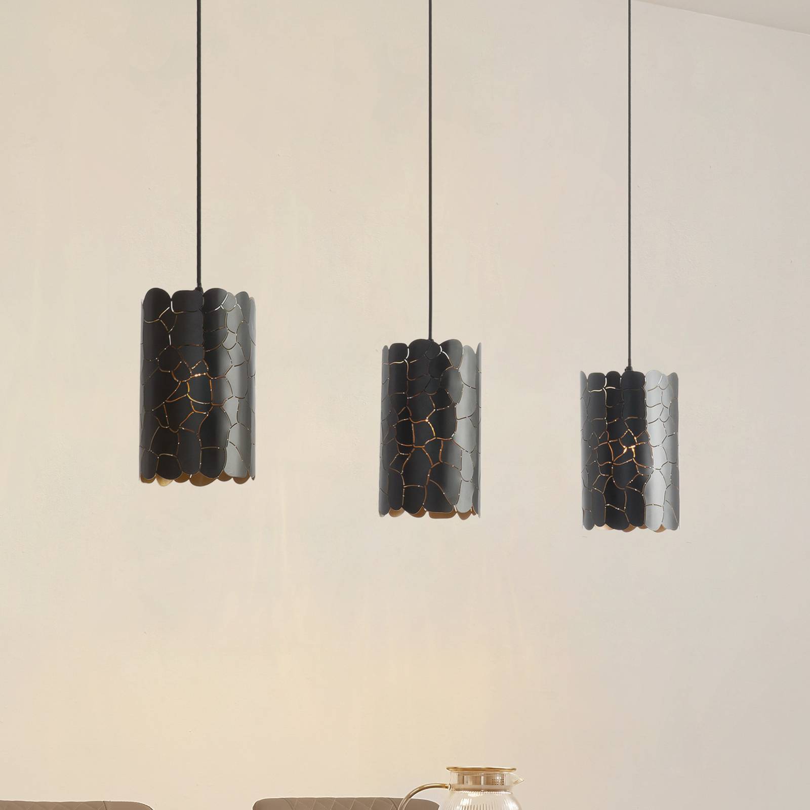 Hänglampa Aralena Lindby, dimbar, Svart, Vardagsrum / matsal, Metall, Modern, Pendellampa