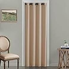 XTMYI Skjutdörrsgardiner 203 cm längd, enkel gardinpanel, vattentäta isolerande termiska mörkläggningsgardiner för sovrumsfönster badrum dörröppning 102 x 203 cm lång, neutral beige