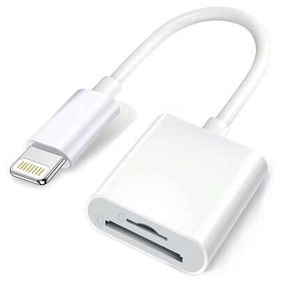 2-i-1 SD/TF-kortläsare och adapter kompatibel med iPhone 17-serien, kompatibel med iPhone 17 Pro Max/17 Pro/17/Air/16/15/S25/S24/S23/S22/S21/S20 Ultra - Vitt (Type C,Lightning,Lightning+Typ C)