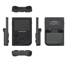 RG351V Retro Handheld Spielkonsole , Built-in WiFi Online Sparring 64G TF Card 2500 Spielkonsole 3.5 Zoll IPS Bildschirm Portable Spielkonsole (Transparent Black New)