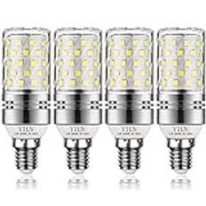 YIUN E14 LED-glödlampor, 12 W LED kandelaber glödlampor 100 watt ekvivalent, 1200 lm, kall vit 6 000 K LED ljuskronor, dekorativ ljusbas E14, icke-dimbar LED-lampa, paket med 4