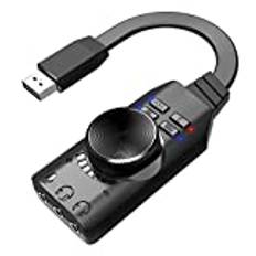 GS3 USB 2.0 External Sound Card Virtual 7.1 Channel Sound Card Adapter Plug and Play with Headphone Microphone Jacks Volume Control Mute Mic Games Sound Effect Upgrade Version for Desktop La JIANNI