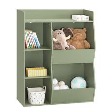 SoBuy Barnens bokhylla Montessori hylla barnrum med 5 öppna fack barnhylla för leksaker förvaring grön 80 x 104 x 34 cm KMB55-K-GR