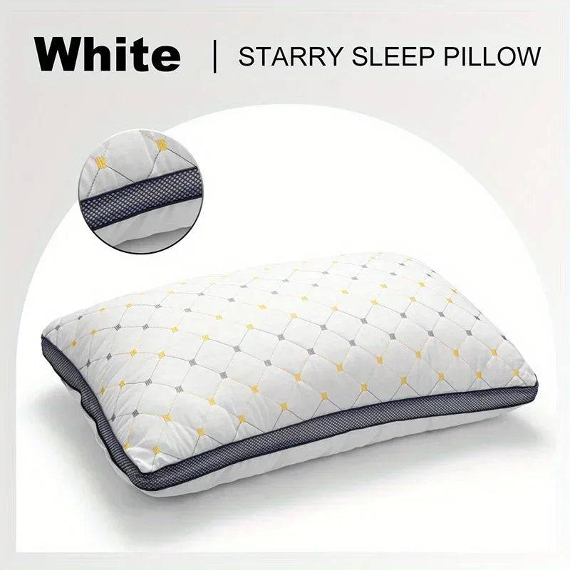 1-Piece Hotel Style Feather Cotton Pillow, Three-Dimensional Neck Pillow, Suitable For Sleeping Bedrooms And Hotels - 1pc-White-10