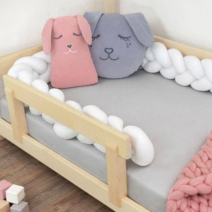 Braided bed bumper for children and adults - White - 20 x 300 cm vit