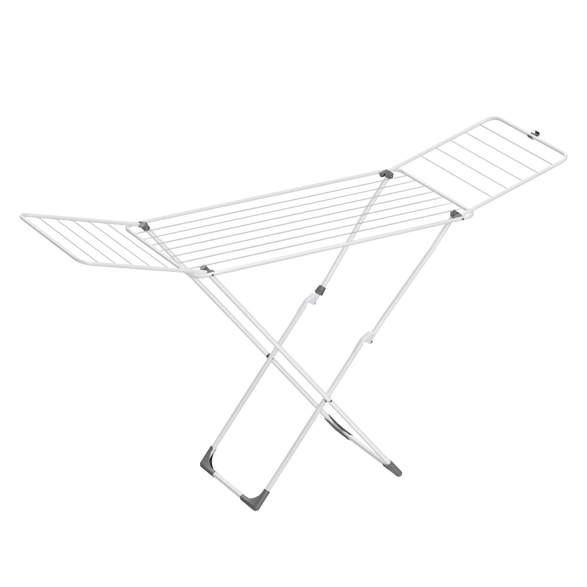 Foldbart tørrestativ med vingearme - fritstående lufttørrer til indendørs/udendørs brug, hvid (ULLR540W01)