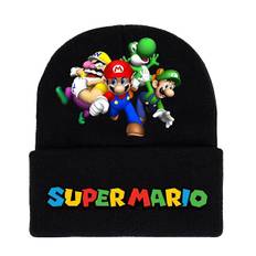 Super Mario Bros Tryckt Stickad Mössa Mössa För Män Kvinnor Unisex Vinter Varma Manschett Mössa C