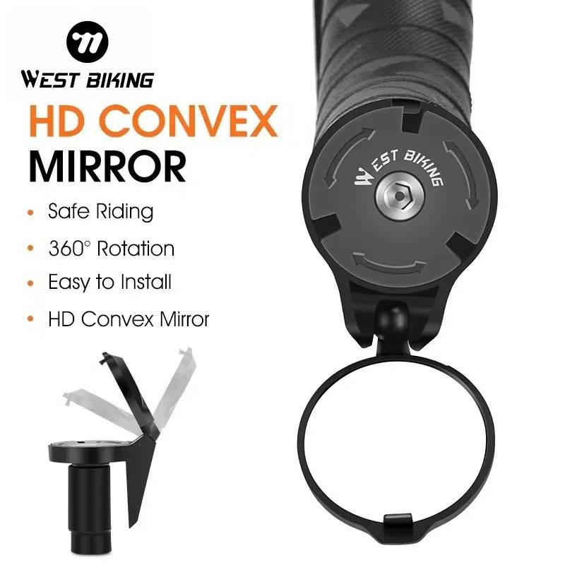 WEST BIKING Bike Rearview Mirror Universal Adjustable Convex Mirrors Rotate Handlebar End Mirror MTB Road Bike Accessories