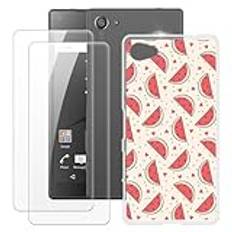 OAGELIM Tillverkad för Sony Xperia Z5 Compact Case + 2 st skärmskydd härdat glas, stötsäker stötfångare mjukt silikon TPU-fodral för Sony Xperia Z5 Compact (4,6 tum)